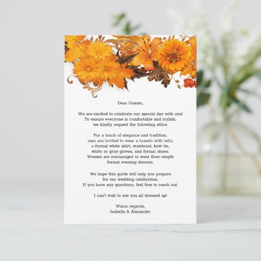 Carte D'accompagnement Mariage de fleurs d'automne (Debout devant)