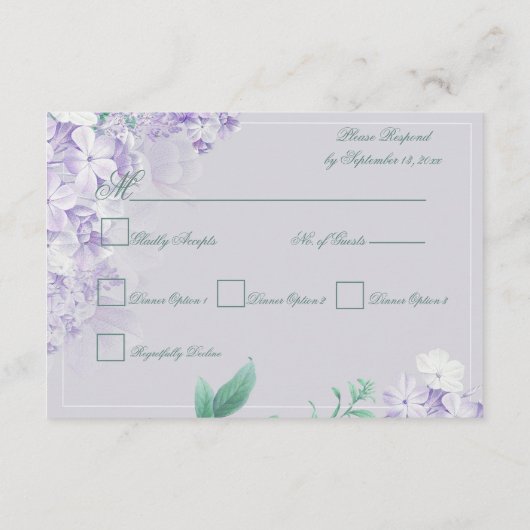 Carte D'accompagnement Mariage de fleurs de printemps pourpre poussiéreus (Dos)