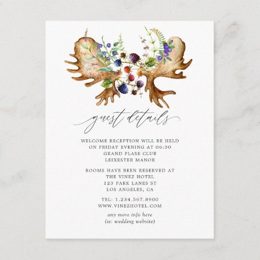 Carte D'accompagnement Mariage de forêt rustique aquarelle (Devant)