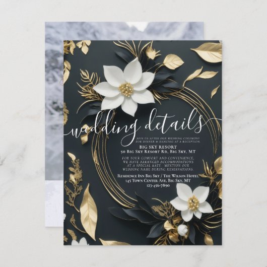 Carte D'accompagnement Mariage de germe blanc Détails du Mariage Photo (Devant / Derrière)