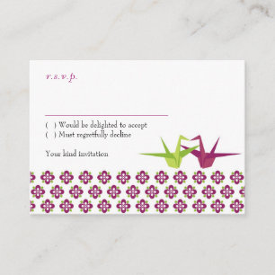 Carte D'accompagnement Mariage de grue papier Origami