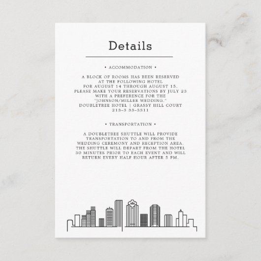 Carte D'accompagnement Mariage de Houston | Détails de l'invité (Devant)