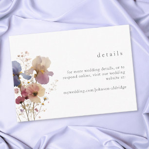 Carte D'accompagnement Mariage de jardin à l'aquarelle Iris Violet Élégan