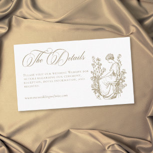 Carte D'accompagnement Mariage de Jardin au Blason Doré Élégant Vintage