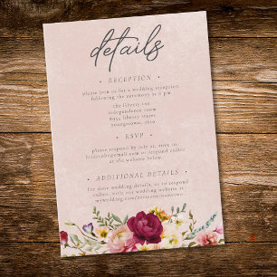 Carte D'accompagnement Mariage de jardin floral romantique en Bourgogne