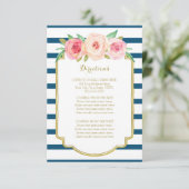 Carte D'accompagnement Mariage de la Marine rose Flore Stripes (Debout devant)