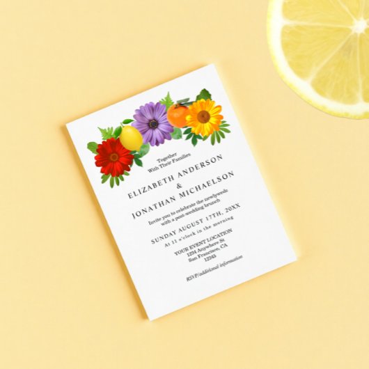 Carte D'accompagnement Mariage de la poste de jardin Floral Citrus