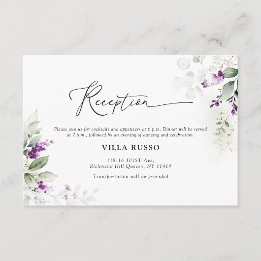 Carte D'accompagnement Mariage de lavande vert pourpre (Devant)