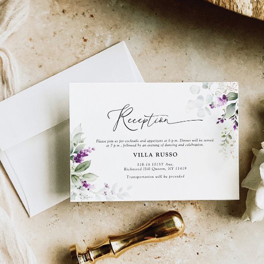 Carte D'accompagnement Mariage de lavande vert pourpre