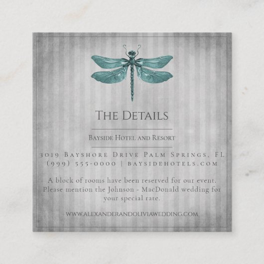 Carte D'accompagnement Mariage de libellules à bijoux turquoise (Devant)