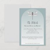 Carte D'accompagnement Mariage de libellules turquoise (Devant / Derrière)