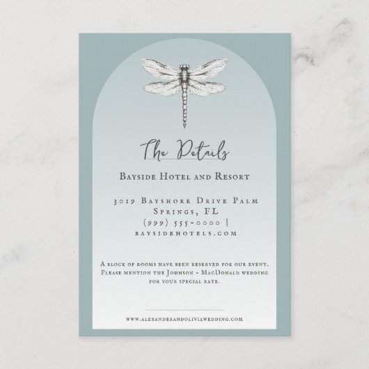 Carte D'accompagnement Mariage de libellules turquoise (Devant)