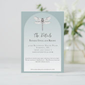 Carte D'accompagnement Mariage de libellules turquoise (Debout devant)