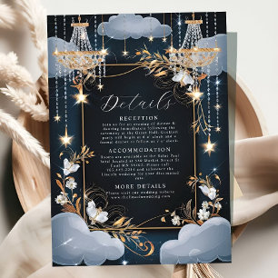 Carte D'accompagnement Mariage de lustre en or Chic Navy