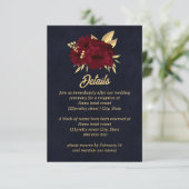 Carte D'accompagnement Mariage de marine chic bordeaux et or (Debout devant)