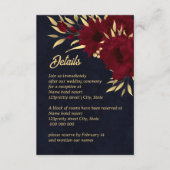 Carte D'accompagnement Mariage de marine chic bordeaux et or (Devant)