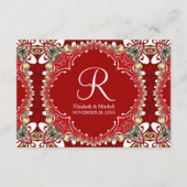 Carte D'accompagnement Mariage de monogramme Batik de Bohême Rouge (Devant)