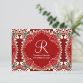 Carte D'accompagnement Mariage de monogramme Batik de Bohême Rouge (Debout devant)