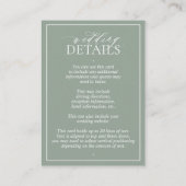Carte D'accompagnement Mariage de monogramme de crête verte Sage (Dos)