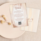 Carte D'accompagnement Mariage de monogramme QR Code Brush Gold et Terrac