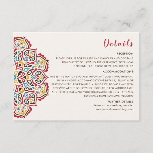 Carte D'accompagnement Mariage de Motif de mandala géométrique classique (Devant)