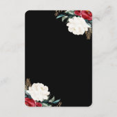 Carte D'accompagnement Mariage de Noël Black Floral Information de l'invi (Dos)
