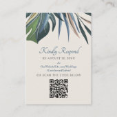 Carte D'accompagnement Mariage de palmier de plage tropicale RSVP QR (Devant)