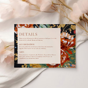 Carte D'accompagnement Mariage de peinture florale des pivoines orange br