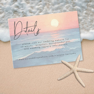 Carte D'accompagnement Mariage de plage à l'aquarelle au coucher du solei