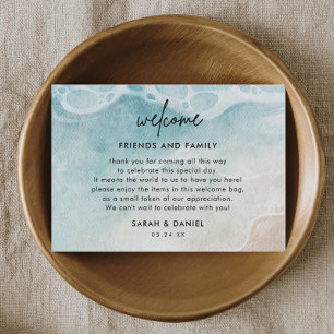 Carte D'accompagnement Mariage de plage Bienvenue Sac cadeau de bienvenue