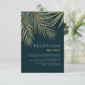 Carte D'accompagnement Mariage de plage moderne Palm Gold Green Tropical (Debout devant)