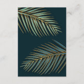 Carte D'accompagnement Mariage de plage moderne Palm Gold Green Tropical (Dos)