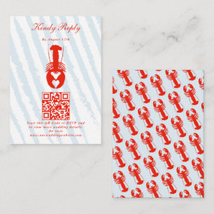 Carte D'accompagnement Mariage de plage nautique Cœur de homard Rayures b