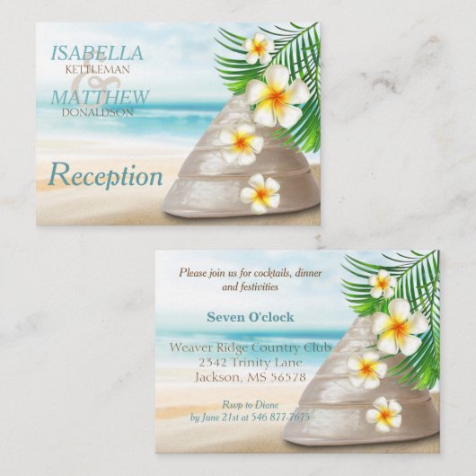 Carte D'accompagnement Mariage de plage pour le Mr & Mrs. | Réception (Devant / Derrière)