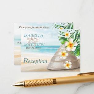 Carte D'accompagnement Mariage de plage pour le Mr & Mrs.   Réception