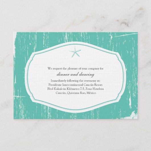 Carte D'accompagnement Mariage de plage rustique en forme d'étoile de mer (Devant)