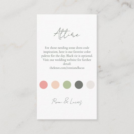 Carte D'accompagnement Mariage de points de couleur d'été Code vestimenta (Devant)