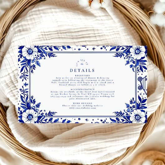 Carte D'accompagnement Mariage de porcelaine de Delft bleu blanc à motifs