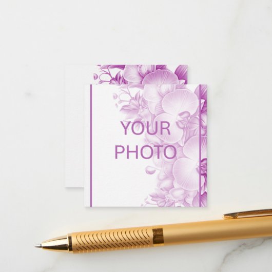 Carte D'accompagnement Mariage de prune et d'orchidées blanches (Devant/Arrière en situation)