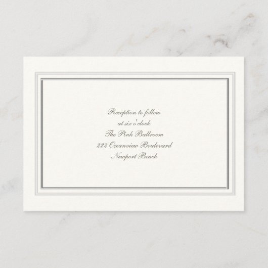 Carte D'accompagnement Mariage de réception de perle à cadre intégré (Devant)