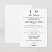 Carte D'accompagnement Mariage de réception en monogramme noir et classiq (Devant / Derrière)