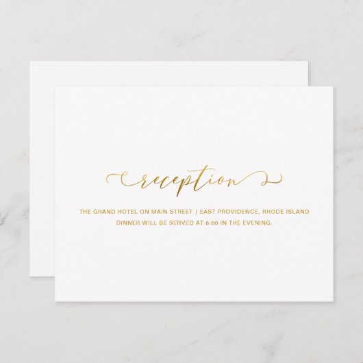 Carte D'accompagnement Mariage de réception Faux Gold et White (Devant / Derrière)