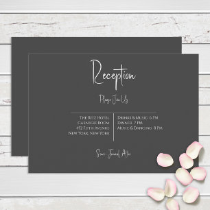 Carte D'accompagnement Mariage de réception minimaliste moderne noir