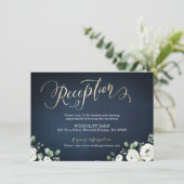 Carte D'accompagnement Mariage de réception moderne or script marine fleu (Debout devant)