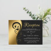 Carte D'accompagnement Mariage de réception Noir Or Anniversaire Personna (Debout devant)