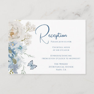 Carte D'accompagnement Mariage de réception romantique Dusty Blue Floral