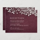 Carte D'accompagnement Mariage de réception rustique en dentelle de Bourg (Devant / Derrière)