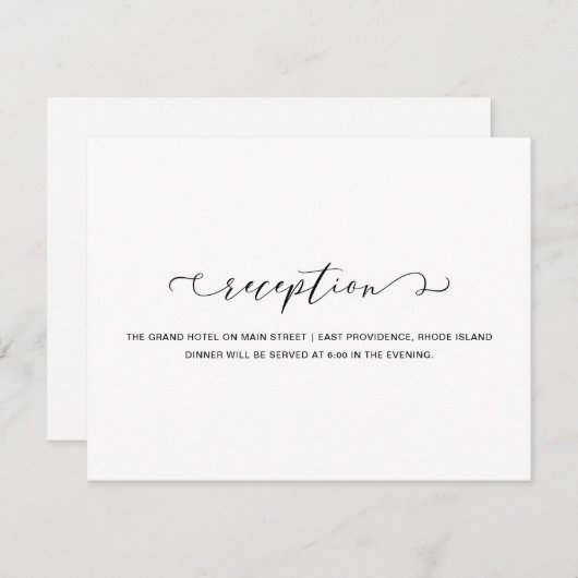 Carte D'accompagnement Mariage de réception simple en noir et blanc (Devant / Derrière)