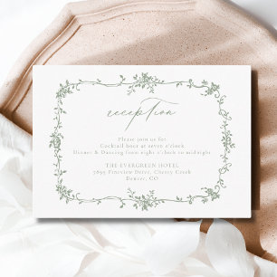 Carte D'accompagnement Mariage de réception Victoria Floral Sage Green