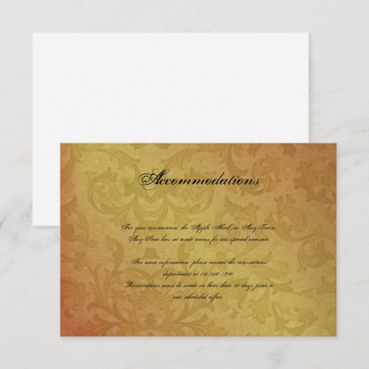 Carte D'accompagnement Mariage de régression d'automne (Devant / Derrière)